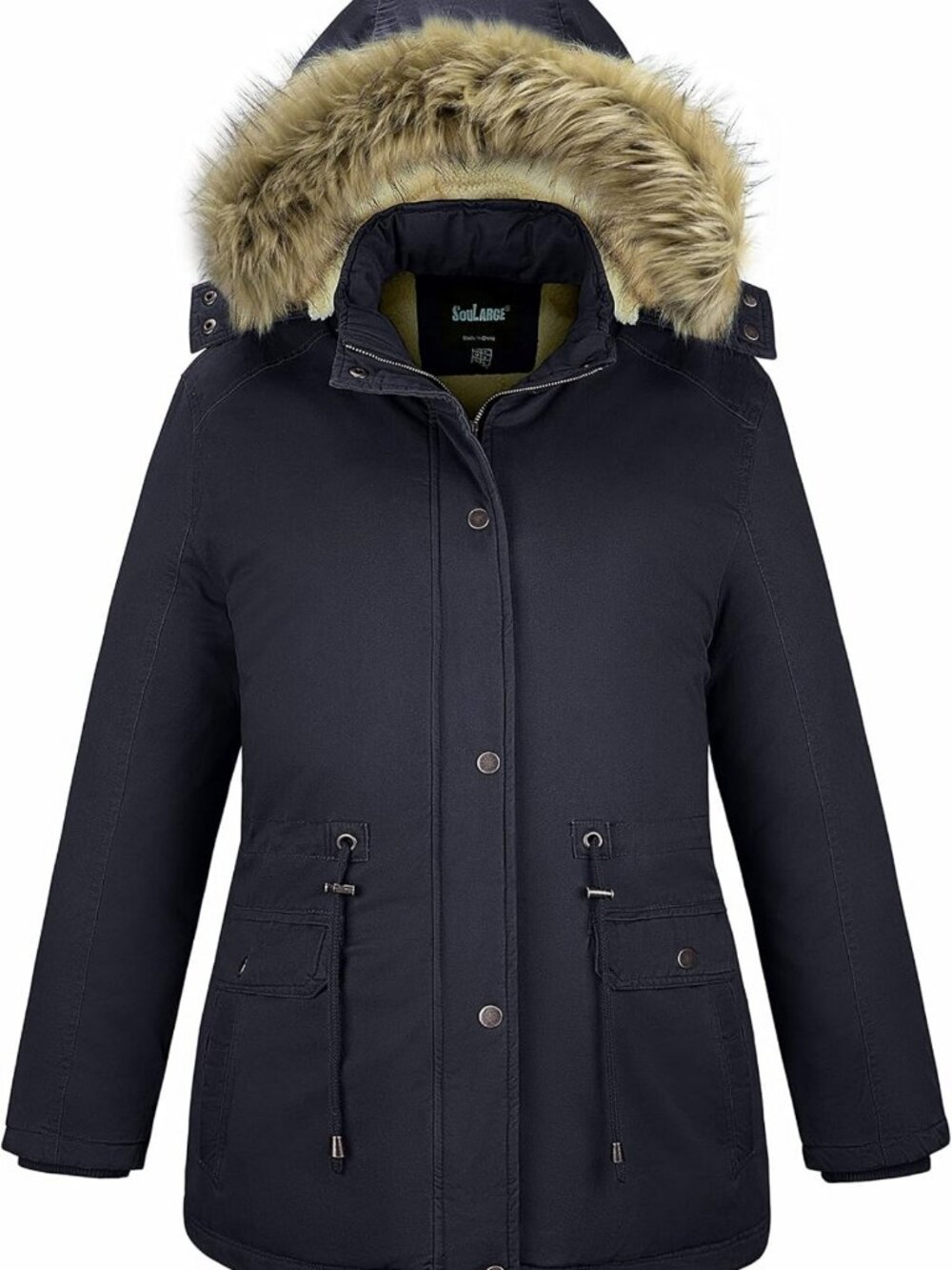 Cozy Plus Size Women's Winter Coat with Hood - Sherpa Lined, Warm & Stylish